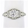 Image 2 : Antique Art Deco 18K Gold 0.69 ctw GIA European Diamond Filigree Engagement Ring