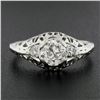 Image 3 : Antique Art Deco 18K Gold 0.69 ctw GIA European Diamond Filigree Engagement Ring
