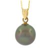 Image 6 : 14K Yellow Gold 11.5mm Tahitian Gray Pearl Solitaire Pendant 18 Chain Necklace