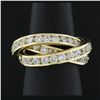 Image 5 : French 18k Gold Cubic Zirconia Channel Rolling Trinity Crossover Three Band Ring