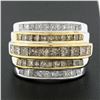Image 2 : 14k TT Gold 3.90 ctw Fancy Brown & White Diamond Channel Set 5 Row Wide Band Rin