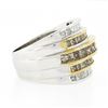 Image 5 : 14k TT Gold 3.90 ctw Fancy Brown & White Diamond Channel Set 5 Row Wide Band Rin
