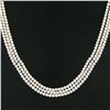 Image 2 : 3 Strand 4-4.5mm Cultured Pearl Necklace w/ 14k Yellow Gold Wide Filigree Clasp
