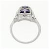 Image 7 : 14K White Gold 1.80 ctw Amethyst & Diamond Filigree Etched Milgrain Platter Ring