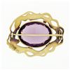 Image 3 : Antique Art Nouveau 14k Gold 13.13 ctw Oval Amethyst Detailed Dragon Frame Brooc