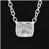 Image 4 : 14k White Gold GIA .27 ctw Rectangular Light Green Diamond Solitaire Pendant Cha