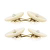 Image 4 : Antique 14k Gold White Mother of Pearl w/ 3mm Seed Pearl Center Oval Cufflinks