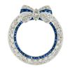 Image 6 : Antique Art Deco Platinum Old Cut Diamond & Sapphire Ribbon Circle Wreath Brooch