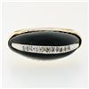 Image 4 : Vintage 14K Yellow Gold .13 ctw Pave Diamond & Domed Custom Cut Black Onyx Ring