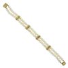 Image 2 : 7" Dual Row Round Cultured Pearl Strand Bracelet w/ 14k Gold Clasp & Bar Spacers