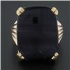 Image 2 : Vintage 9 ctw Yellow Gold 21.3x15.8mm Flat Cushion Black Agate Solitaire Ring