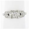 Image 2 : Antique Art Deco Platinum 1.29 ctw GIA Old Mine Diamond Engraved Engagement Ring