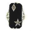 Image 4 : Antique Art Deco 14K Gold Black Onyx & Diamond Masonic Star Long Dinner Ring