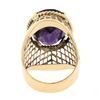 Image 6 : Vintage 14k Gold Oval Synthetic Alexandrite Crisscross Open Work Solitaire Ring