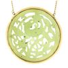 Image 6 : 25" Vintage 14k Gold Large Carved Pierced Green Jade Medallion Pendant Necklace