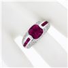 Image 3 : Sonia B. 18k Gold Cushion Pink Tourmaline Solitaire Spinel & Diamond Band Ring