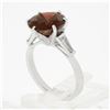 Image 9 : Vintage Platinum 4.29 ctw Round Garnet & Baguette Diamond 3 Stone Engagement Rin