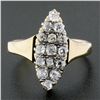 Image 2 : Antique Victorian Gold 1.6 ctw Old Mine Cut Diamond Navette Marquise Cocktail Ri