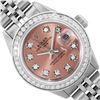 Rolex Ladies Stainless Steel Salmon Diamond Date Wristwatch 26MM