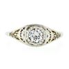 Image 4 : Antique Art Deco 18k White Gold 0.45 ctw European Diamond Solitaire Filigree Rin