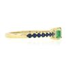 Image 5 : New 14k Gold Colombian Emerald & Sapphire Sideways Engagement Stack Band Ring