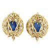 Image 5 : Vintage 18k Yellow Gold 12.90 ctw GIA Oval Sapphire & Diamond Statement Earrings