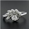 Vintage Solid 14k White Gold 0.45 ctw Round Solitaire Diamond w/ Flame Ring