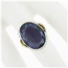 Image 3 : Antique 10K TT Gold Oval Bezel Purple Stone Seed Pearl Halo & Open Filigree Ring