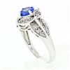 Image 8 : 18k White Gold Brilliant Tanzanite Solitaire w/ Diamond Halo Star Flower Ring