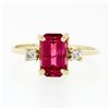 Image 4 : Vintage 14k Gold 2.20 ctw Emerald Pink Tourmaline Ring w/ Round Diamond Accents