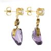 Image 4 : Antique Victorian 14K Gold Old MIne Diamond Carved Amethyst Heart Drop Earrings