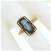 Image 3 : Antique 10k Gold Bezel Rectangular Carved Hard Stone w/ Open Frame Cameo Ring