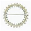 Image 3 : Vintage 14k Gold 1.60 ctw Round Diamond Emerald & White Pearl Circle Wreath Broo