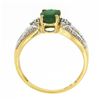 Image 8 : 14k TT Gold 1.86 ctw Oval Prong Emerald w/ Baguette & Round Diamond Sides Ring