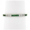 Image 3 : 18k White Gold 0.55 ctw Square Emerald & Round Diamond Milgrain Eternity Band Ri
