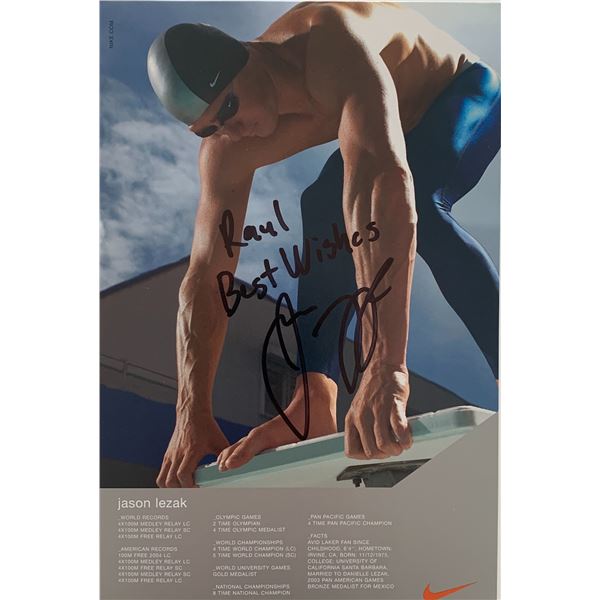 Olympian Jason Lezak signed stat card
