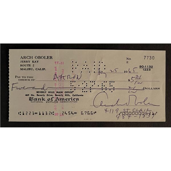 Arch Oboler signed check