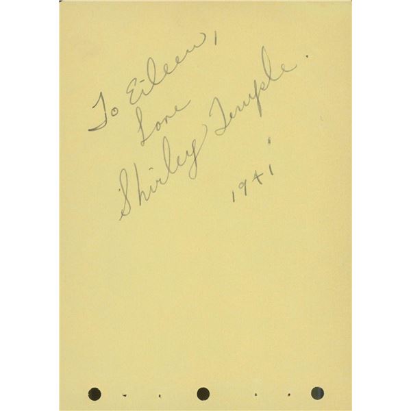Shirley Temple signed note. GFA Authenticated