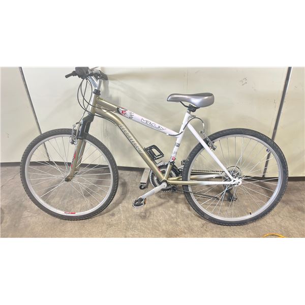 INFINITY MERCURY GOLD / WHITE 21 SPEED FRONT SUSPENSION MOUNTAIN BIKE