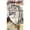 Image 2 : PATIO BLISS BLACK WRAPPED CAST ALUMINUM OUTDOOR PATIO ACCENT EGG CHAIR WITH GREY CUSHION
