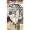 Image 2 : PATIO BLISS BLACK WRAPPED CAST ALUMINUM OUTDOOR PATIO ACCENT EGG CHAIR WITH GREY CUSHION
