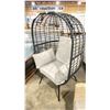 Image 2 : PATIO BLISS BLACK WRAPPED CAST ALUMINUM OUTDOOR PATIO ACCENT EGG CHAIR WITH GREY CUSHION