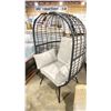Image 2 : PATIO BLISS BLACK WRAPPED CAST ALUMINUM OUTDOOR PATIO ACCENT EGG CHAIR WITH GREY CUSHION