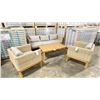 Image 1 : PATIO BLISS LIGHT RATTAN / WOOD LOOK 4PCS CAST ALUMINUM OUTDOOR PATIO SOFA / CHAIR SET WITH GREY
