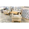 Image 2 : PATIO BLISS LIGHT RATTAN / WOOD LOOK 4PCS CAST ALUMINUM OUTDOOR PATIO SOFA / CHAIR SET WITH GREY