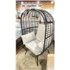 Image 2 : PATIO BLISS BLACK WRAPPED CAST ALUMINUM OUTDOOR PATIO ACCENT EGG CHAIR WITH GREY CUSHION