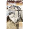Image 2 : PATIO BLISS BLACK WRAPPED CAST ALUMINUM OUTDOOR PATIO ACCENT EGG CHAIR WITH GREY CUSHION