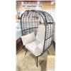 Image 2 : PATIO BLISS BLACK WRAPPED CAST ALUMINUM OUTDOOR PATIO ACCENT EGG CHAIR WITH GREY CUSHION