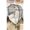 Image 2 : PATIO BLISS BLACK WRAPPED CAST ALUMINUM OUTDOOR PATIO ACCENT EGG CHAIR WITH GREY CUSHION