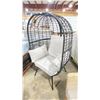 Image 2 : PATIO BLISS BLACK WRAPPED CAST ALUMINUM OUTDOOR PATIO ACCENT EGG CHAIR WITH GREY CUSHION